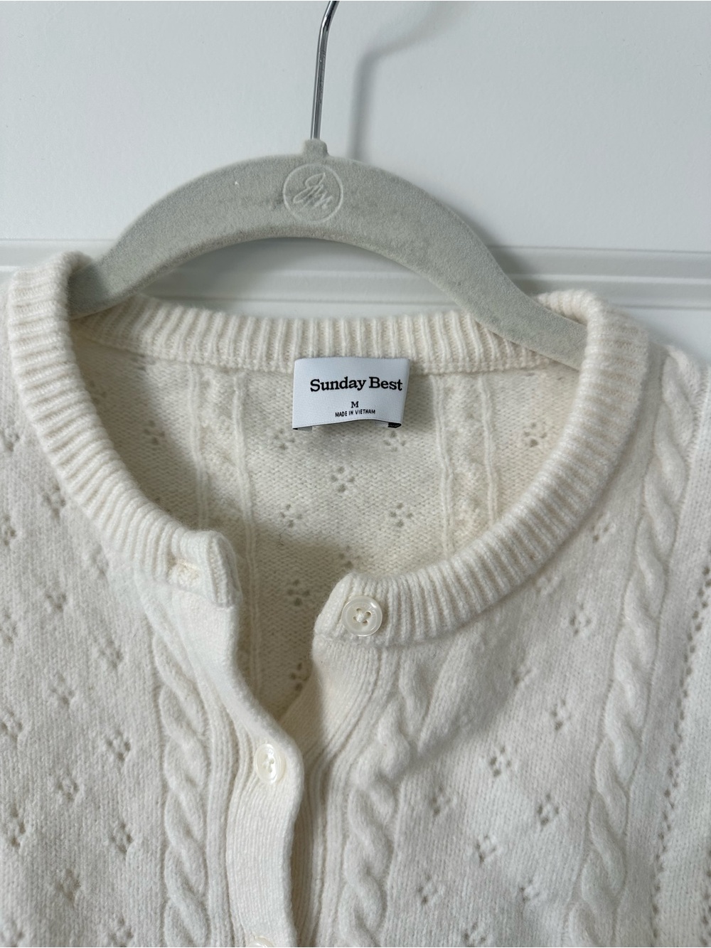 Aritzia Sunday Best Pointelle Knit Cardigan Sweater - Picture 3 of 4